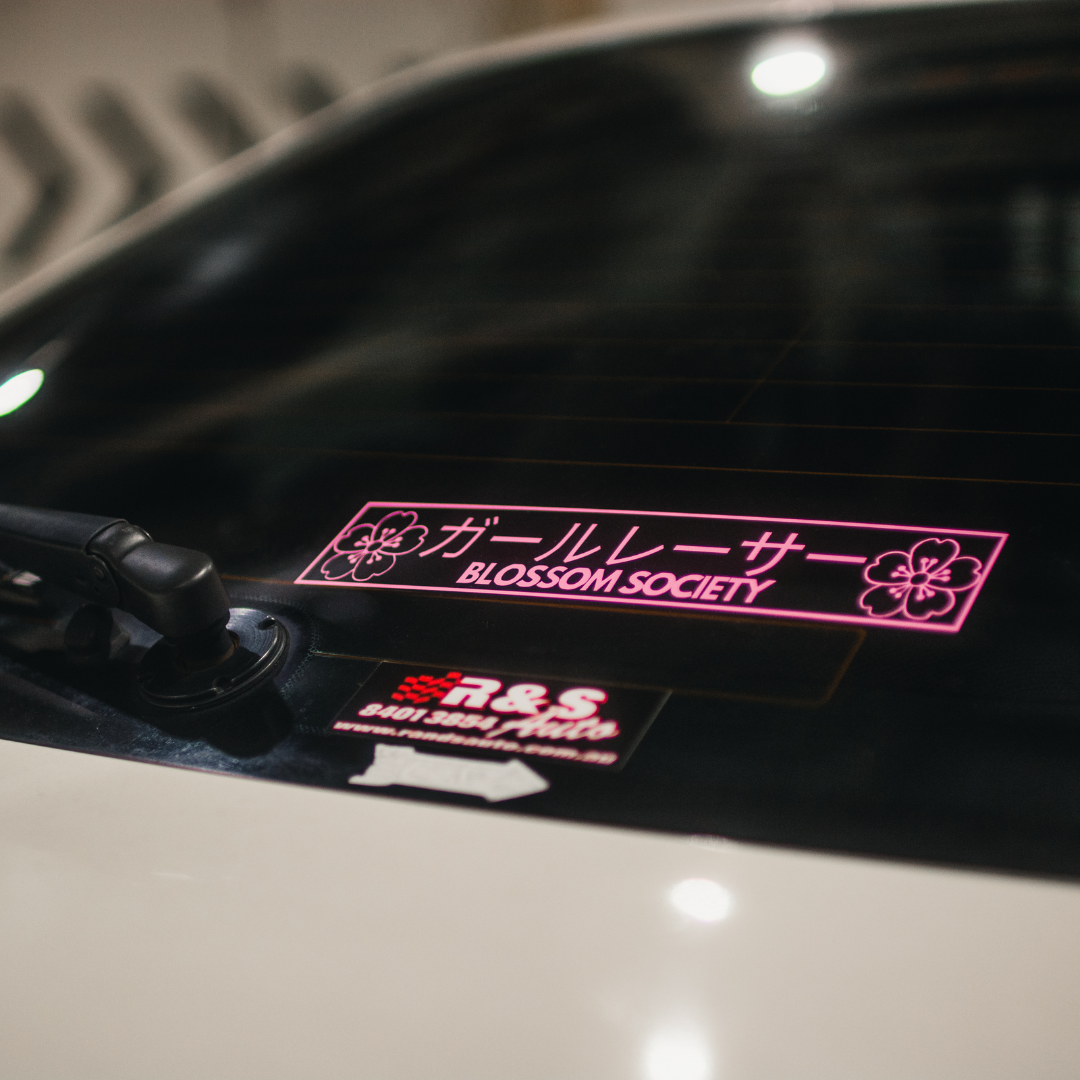BLOSSOM SOCIETY Pink “Car Racer” Spine Decal V2
